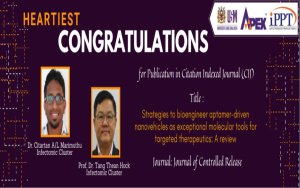TAHNIAH KEPADA PENSYARAH IPPT - Dr. Citartan a/l Marimuthu - Profesor Dr. Tang Thean Hock