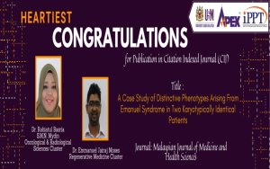 HEARTIEST CONGRATULATIONS - Dr. Rabiatul Basria SMN Mydin - Dr. Emmanuel Jairaj Moses