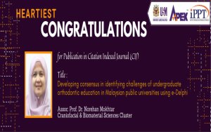 HEARTIEST CONGRATULATIONS - Profesor Madya Dr. Norehan Mokhtar - European Journal of Dental Education 