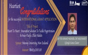 Tahniah Penyelidik Utama Geran Antarabangsa - Profesor Madya Dr. Ahmad Munir Che Muhamed