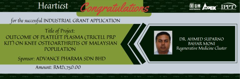 Tahniah Penyelidik Utama Geran Penyelidikan Tajaan Agensi Luar