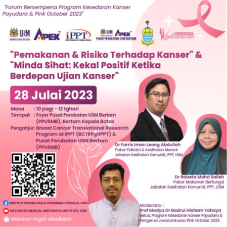 Forum : “Pemakanan & Risiko Terhadap Kanser” & “Minda Sihat: Kekal Positif Ketika Berdepan Ujian Kanser”