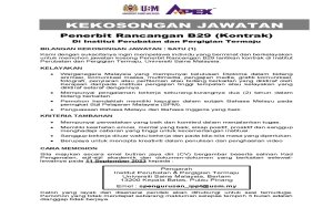 Kekosongan Jawatan Penerbit Rancangan B29 (Kontrak)