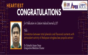 HEARTIEST CONGRATULATIONS - Dr. Eshaifol Azam Omar - Journal of Apicultural Research